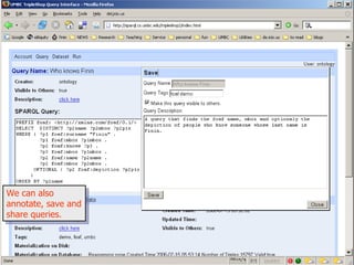 We can also annotate, save and share queries. 