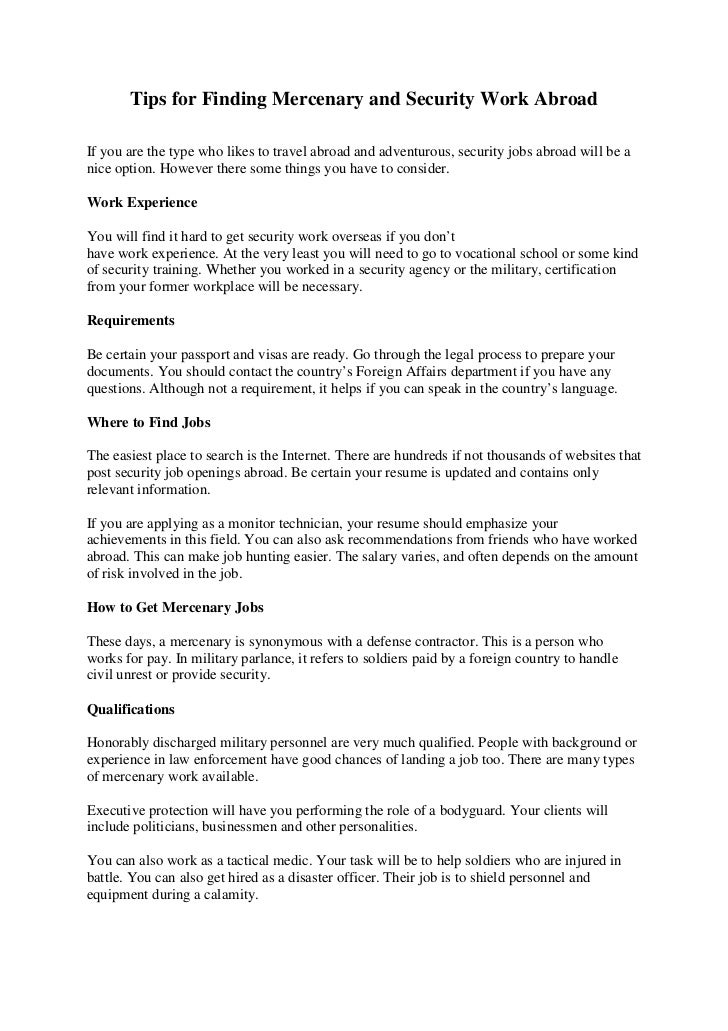 resume work abroad