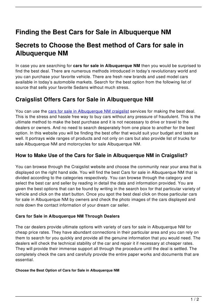 Finding The Best Cars For Sale In Albuquerque Nm