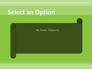 Select an OptionMy Career Choice Is: