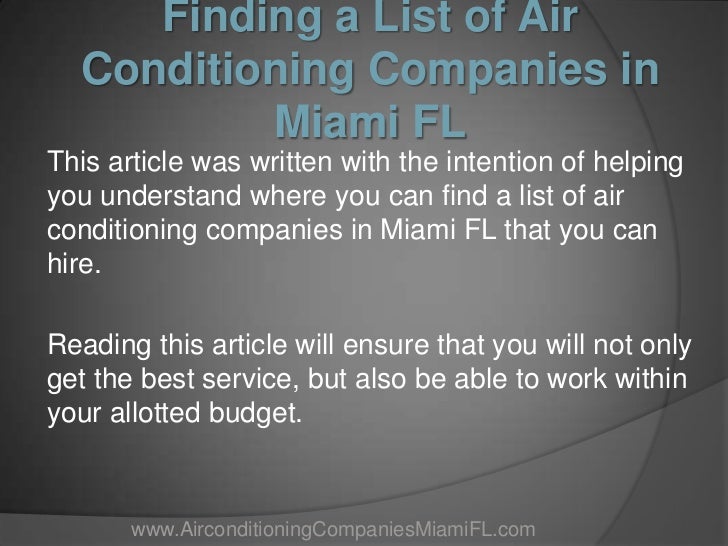 Finding a List of Air Conditioning Companies in Miami FL