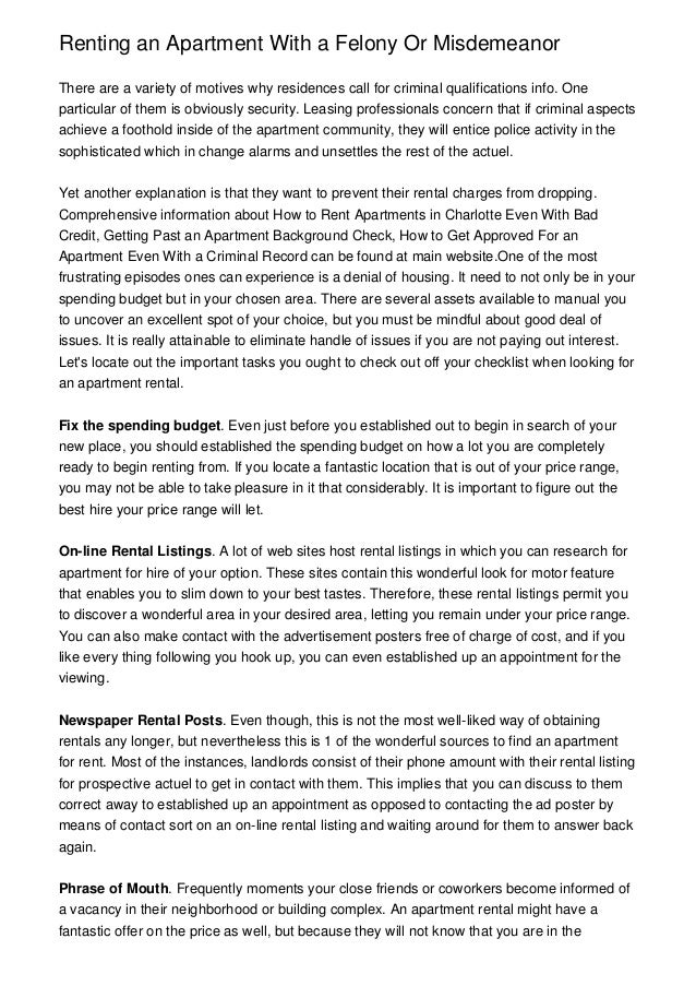 Renting an Apartment With a Felony Or Misdemeanor