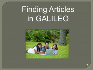 Finding Articles in GALILEO 