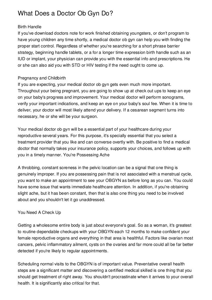 What Does A Doctor Ob Gyn Do