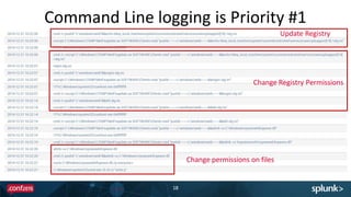 Command Line logging is Priority #1
18
Update Registry
Change Registry Permissions
Change permissions on files
 