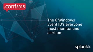 The 6 Windows
Event ID’s everyone
must monitor and
alert on
 