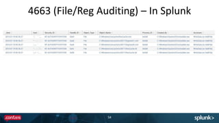 4663 (File/Reg Auditing) – In Splunk
54
 