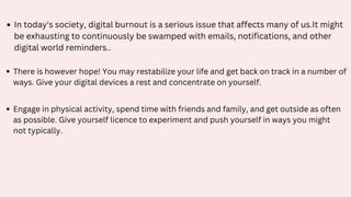 Overcoming Digital Burnout:Ways to avoid digital burnout | PPTX