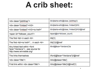 *
A crib sheet:
 