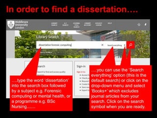Finding dissertations in the library 2018 Slide 4