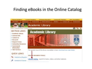 Finding eBooks in the Online Catalog
 