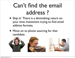 Can’t ﬁnd the email
address ?

• Skip it! There is a diminishing return on

your time investment trying to ﬁnd email
addre...