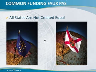 COMMON FUNDING FAUX PAS

> All States Are Not Created Equal




                      V.
 