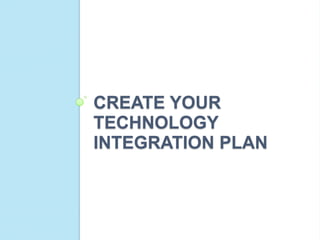 CREATE YOUR
TECHNOLOGY
INTEGRATION PLAN
 