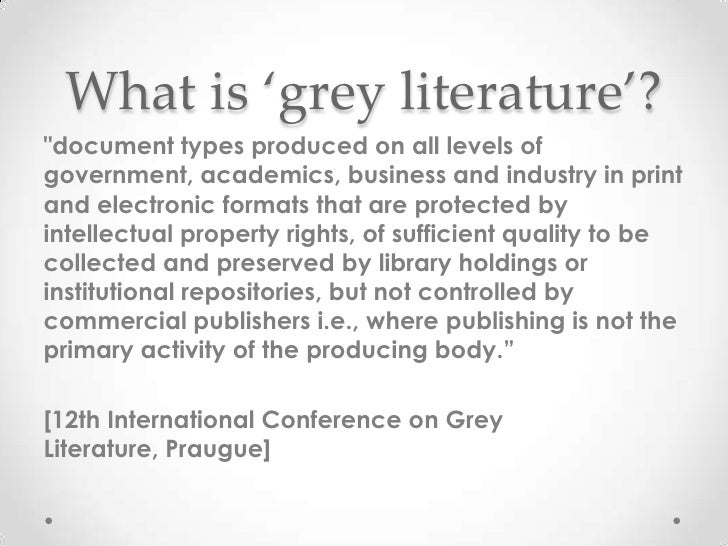 Finding grey literature