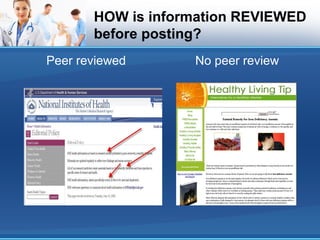 HOW is information REVIEWED
before posting?
Peer reviewed No peer review