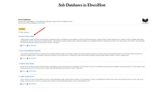 Sub Databases in EbscoHost
 