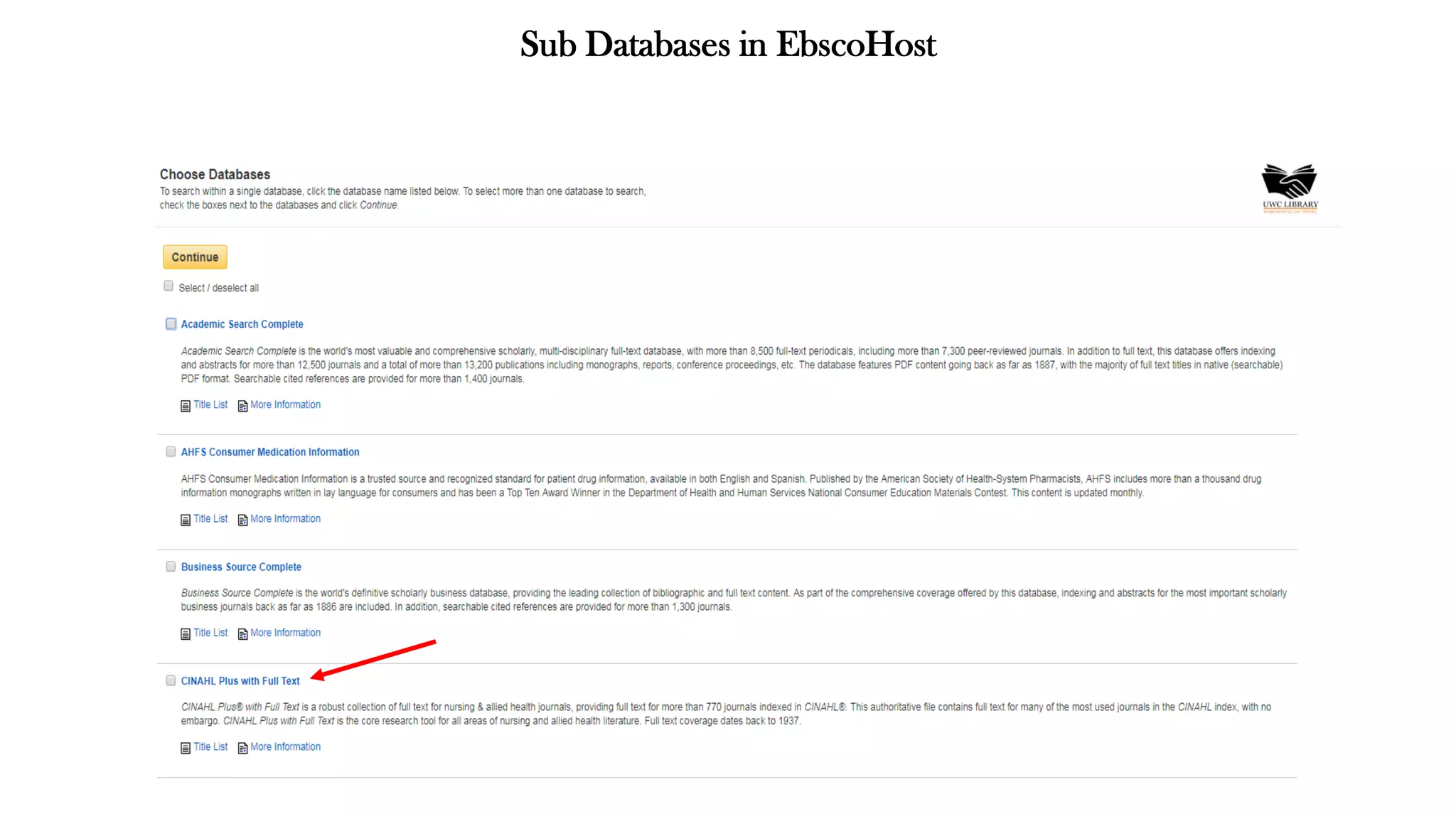 Sub Databases in EbscoHost
 