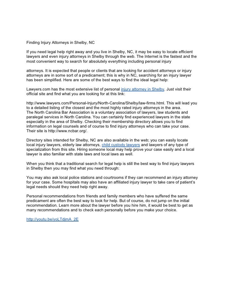 Finding injury attorneys in shelby nc.txt