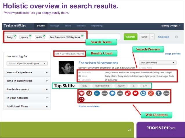 Recruiter Monster India Resume Database Search Result