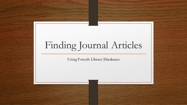 Finding Journal Articles