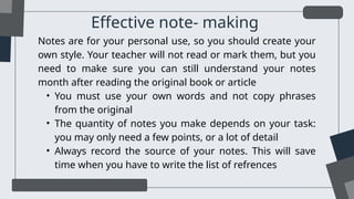 Pdf For Writing Key Notes Finding key points and note making in academic writing.pptx