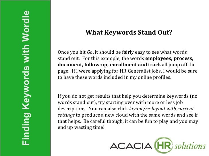 job keywords