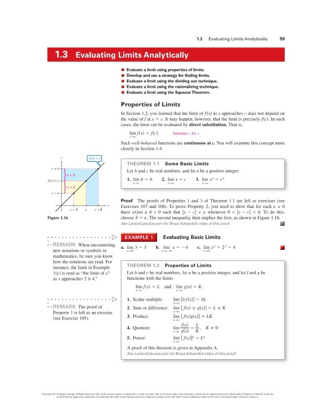 Finding Limits Analytically By Larson