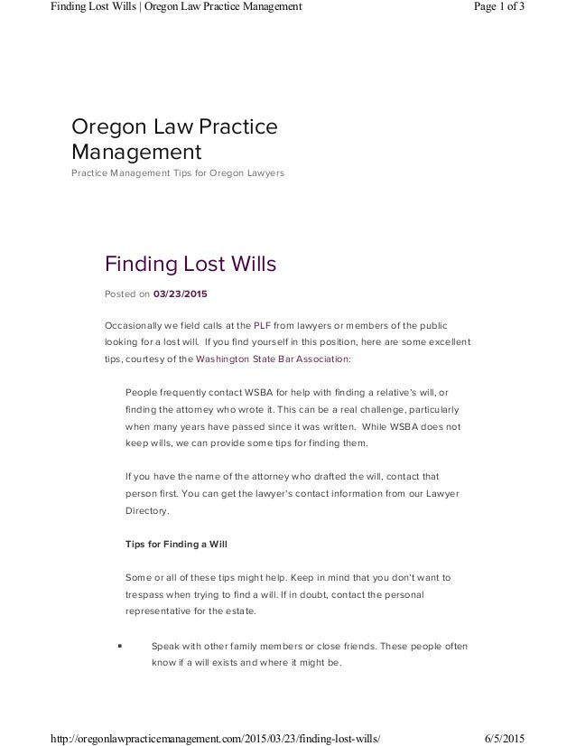 finding lost wills