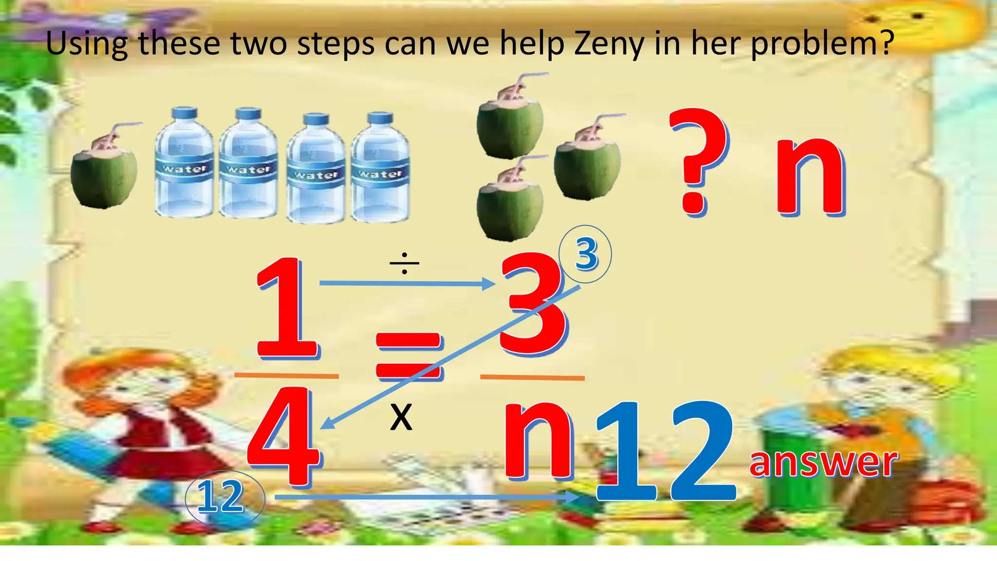 Using these two steps can we help Zeny in her problem?
÷
x
 
