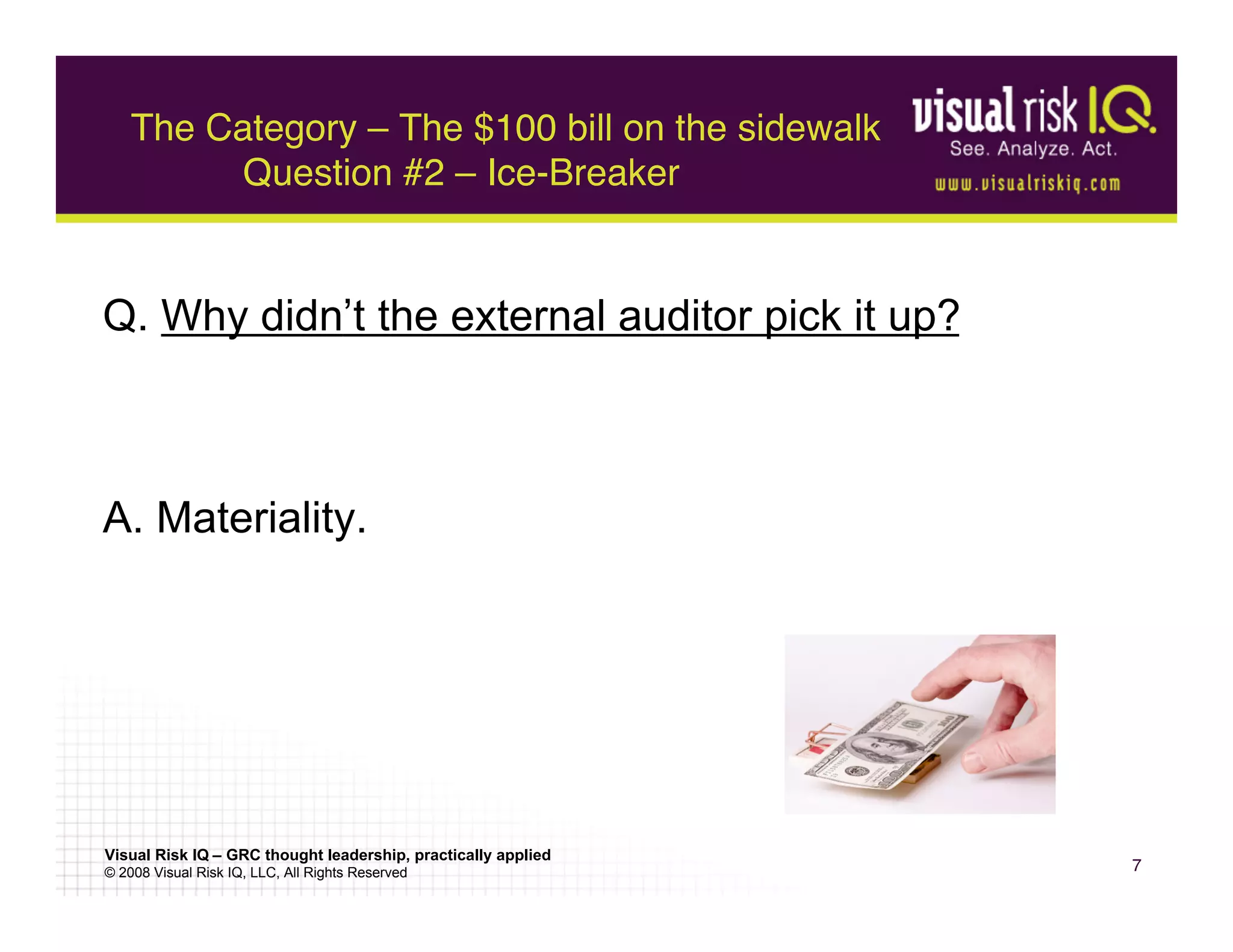 Finding Money & Detecting Fraud Super Strategies 2009 By Visual Risk Iq ...