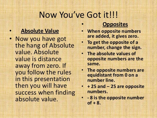 Finding opposites and absolute value 2.1 (1)