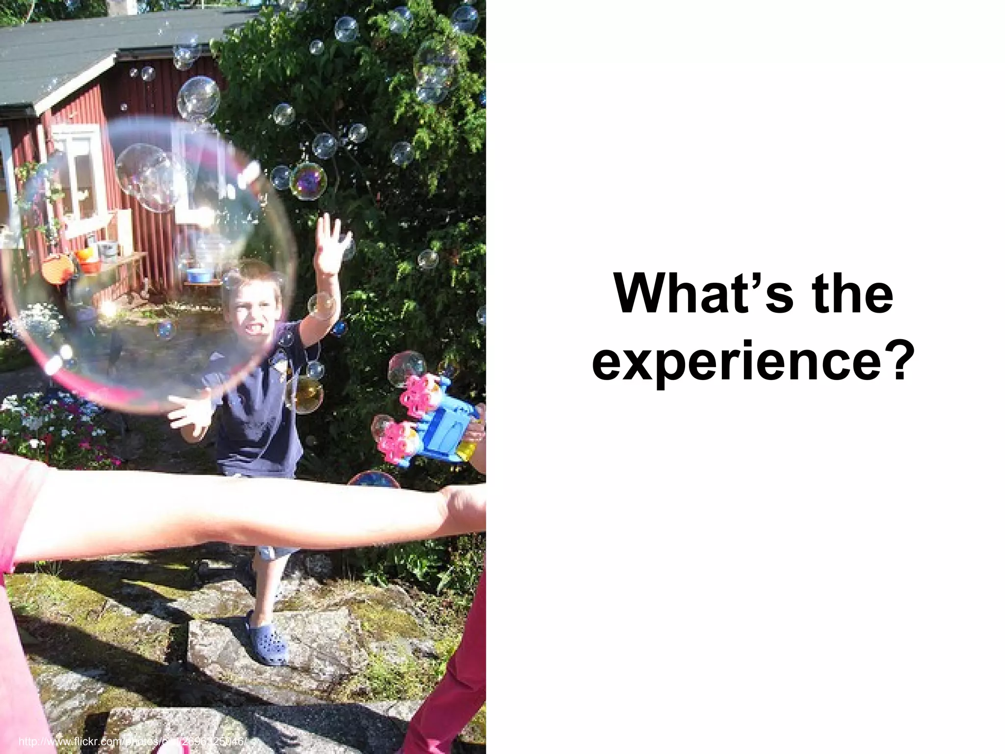 http://www.flickr.com/photos/owl/2696325046/ What’s the experience? What’s the experience? 