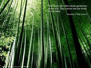 &quot;Too much light often blinds gentlemen of this sort. They cannot see the forest for the trees.&quot;    -  Musarion [...