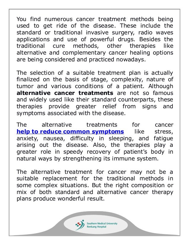 Finding role and effect of alternative cancer treatment