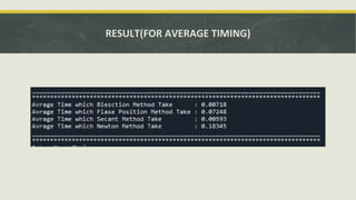RESULT(FOR AVERAGE TIMING)
 