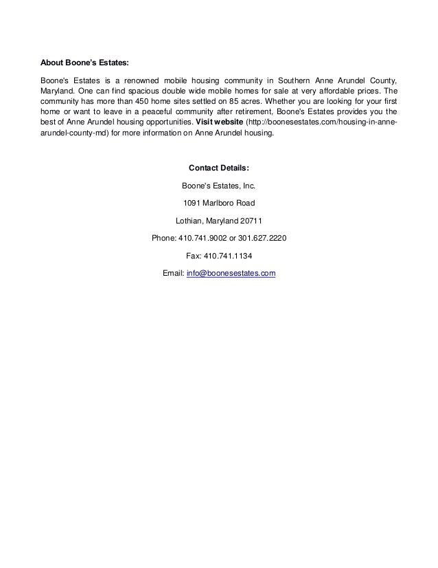 Finding Spacious Mobile Park Homes in Maryland with Boone’s Estates