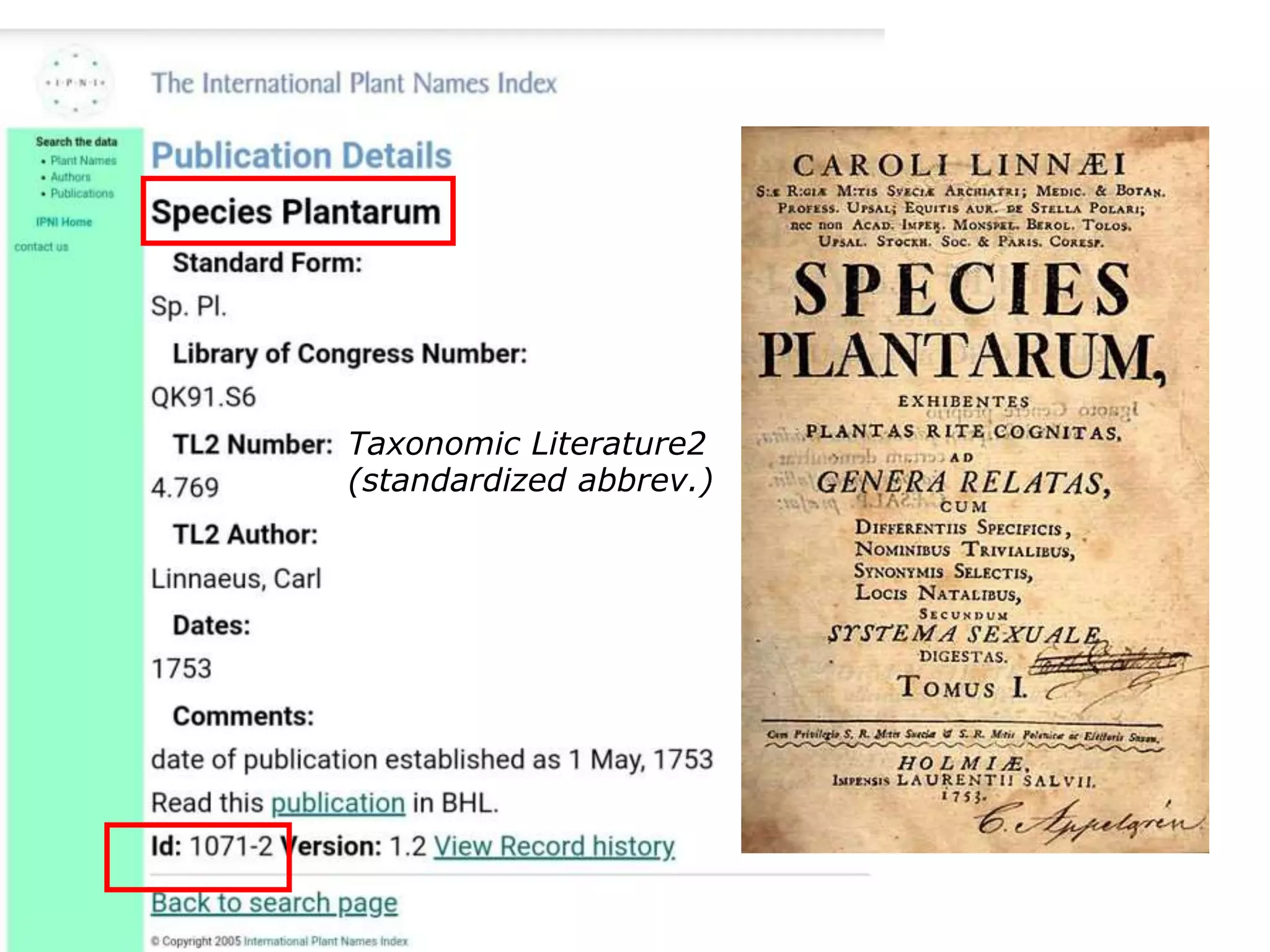 Taxonomic Literature2
(standardized abbrev.)
 