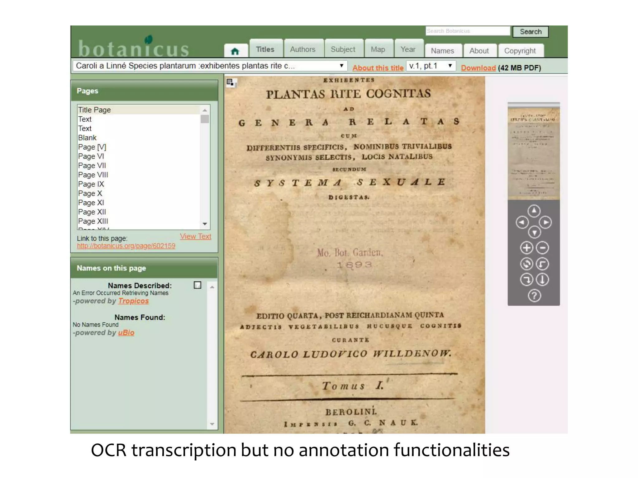 OCR transcription but no annotation functionalities
 
