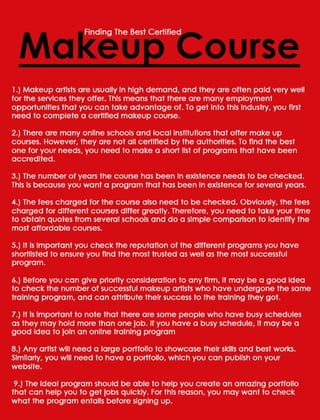 Finding the Best Certified Makeup Course