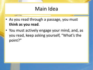 Finding the main idea eng 81 | PPTX
