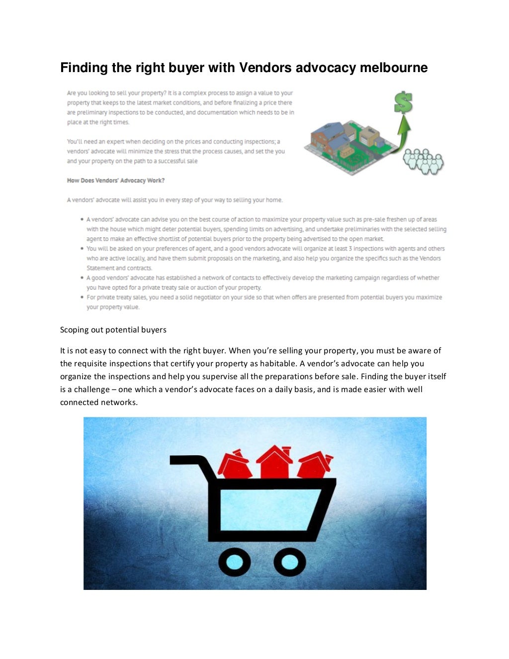 Finding the right buyer with vendors advocacy melbourne