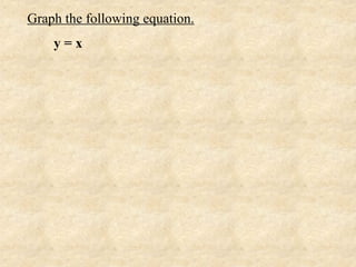 Graph the following equation.
    y=x
 