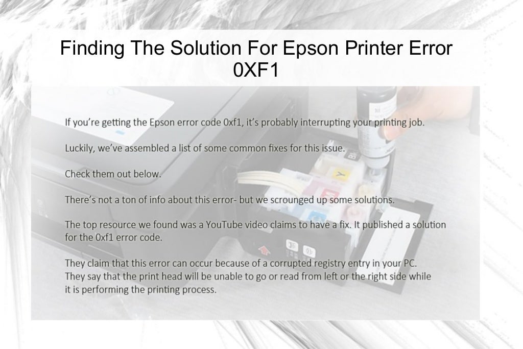 Finding The Solution For Printer Error 0xf1