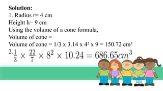Finding the volume of a cone.pptx Using the formula | PPTX