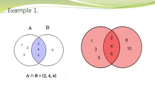 Finding union, intersection and complements | PPTX