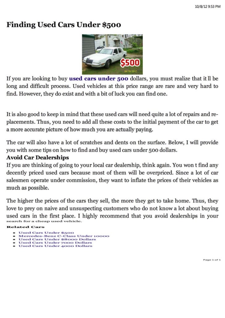 where can i buy a car for $500