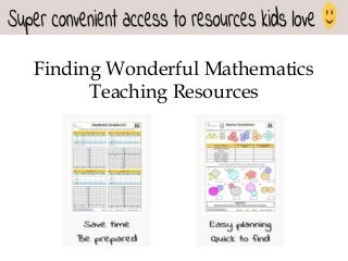 Finding Wonderful Mathematics
Teaching Resources
 