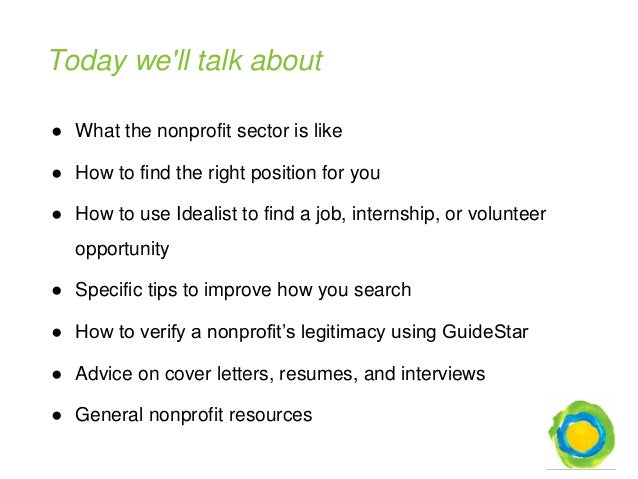 finding your dream nonprofit job how to use guidestar idealist org good nonprofit sector cover letters