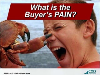 2000 – 2013 ©CXO Advisory Group
What is the
Buyer’s PAIN?
 
